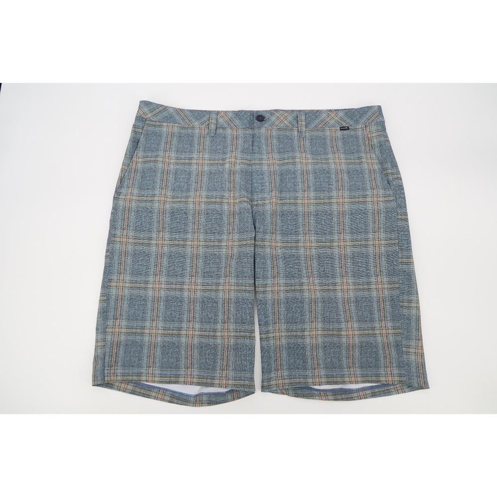 Travis Mathew Mens 40 Navy Plaid Performance Golf Shorts‎ Flat Front
